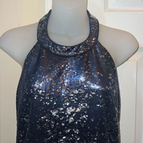 Gorgeous Women’s M cocktail New Years Eve Sequined Navy Blue Dress - Picture 3 of 16